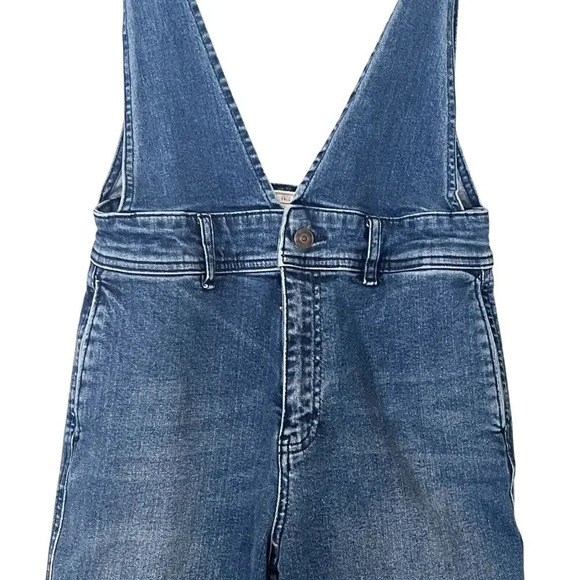 Free People Womens Wide Leg Cropped A-Line Overalls Medium Wash Size 0 - Picture 5 of 9